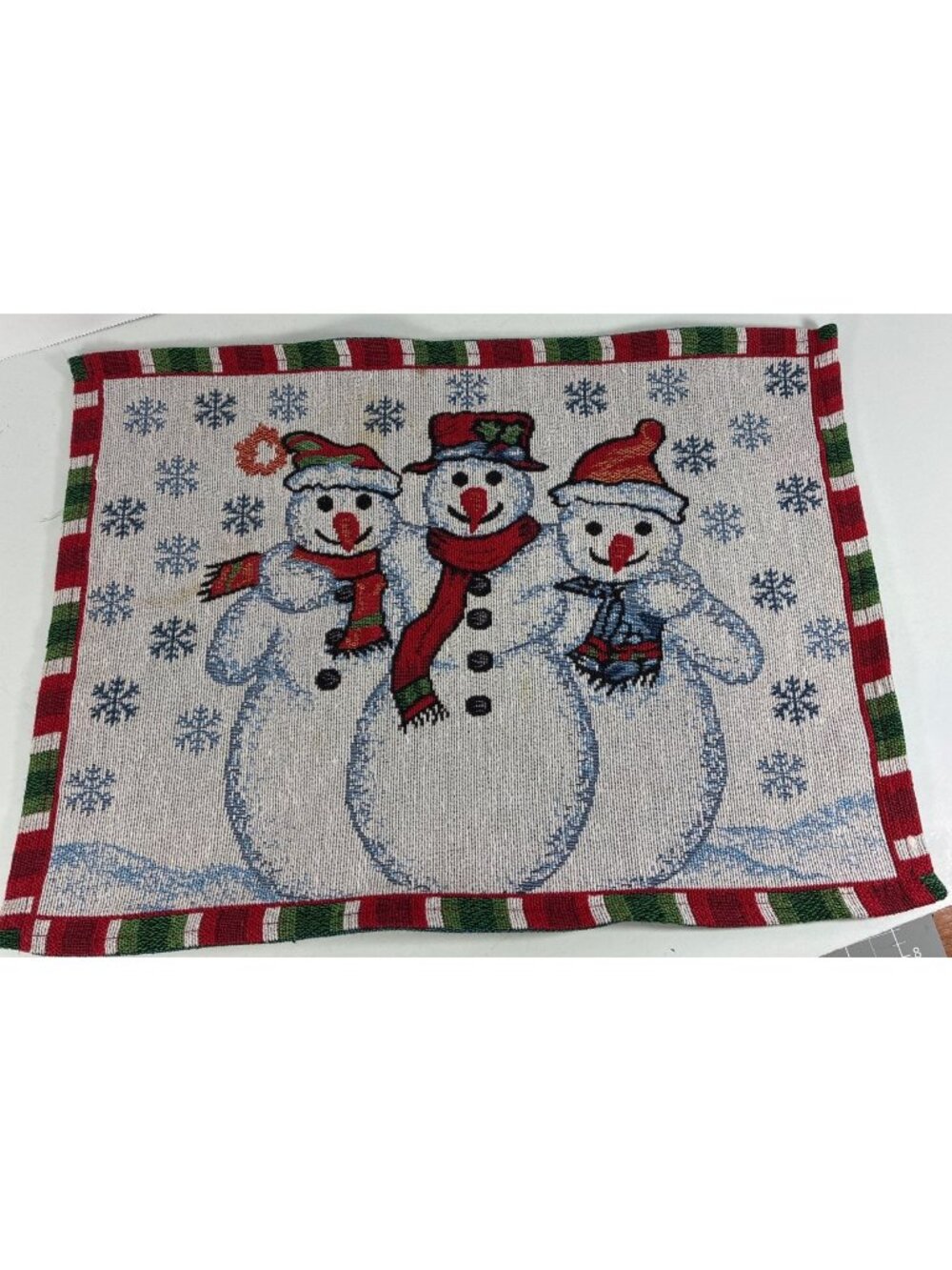 Set of 6 Christmas Snowman Woven Tapestry Placemats 13.5 x 18 Holiday Table Deco